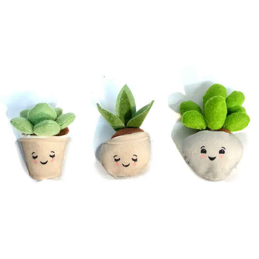 Mini Potted Succulent Plushies, 3 Asst