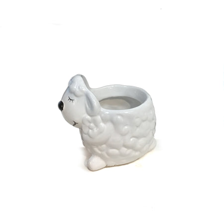 Planter, Ceramic, Dolomite, Lamb Shaped, White