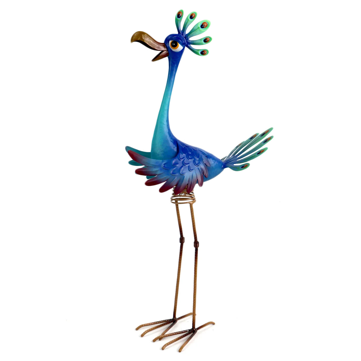 Wacky Peacock Metal Statue, 25in