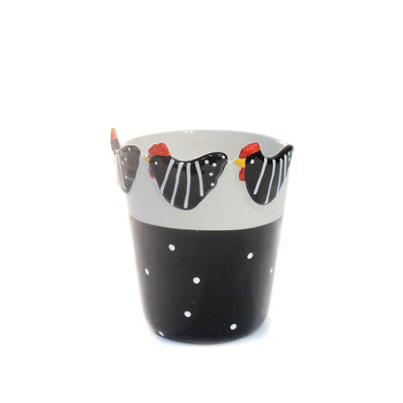 Black and White Hens Pot