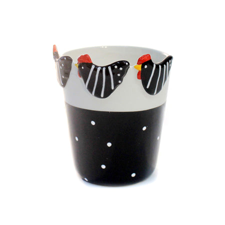 Black and White Hens Pot