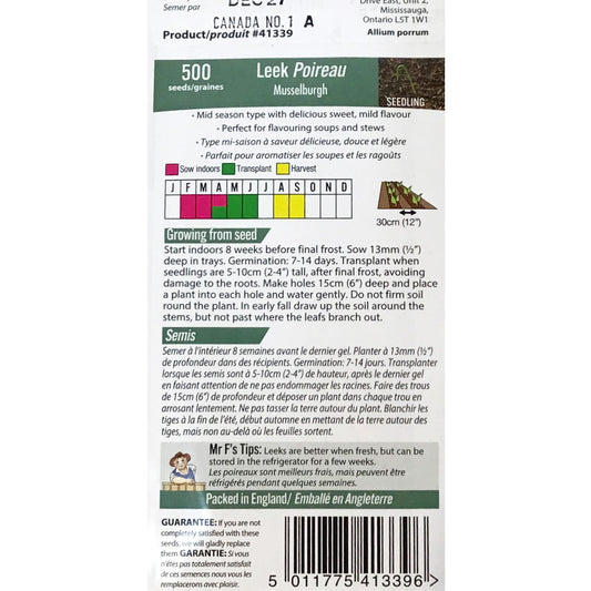 Leek - Large Musselburg Seeds, FG