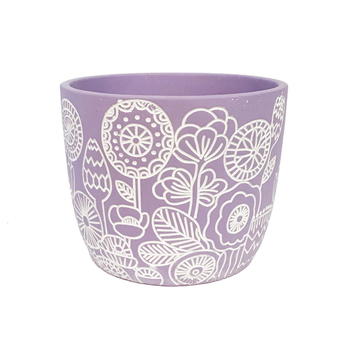 Lilac Engraved Pot, 17.5x17.5x14.5cm