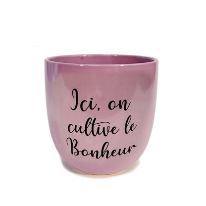 Purple "Happiness" Pot, 15x15x15cm