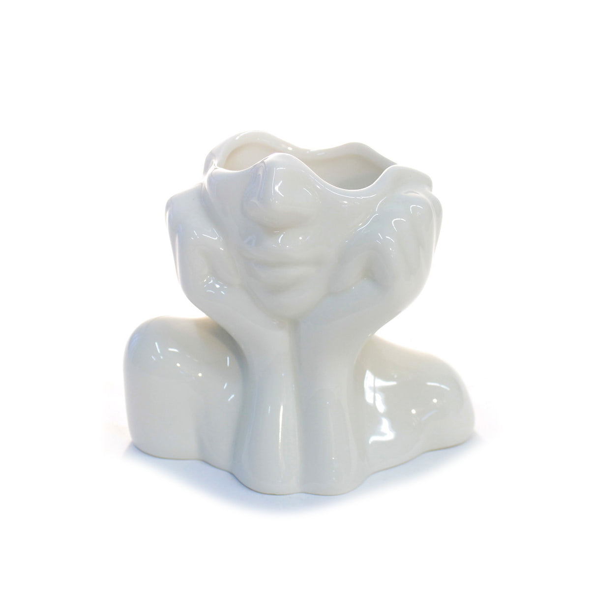 White Half Face Vase