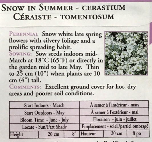Snow In The Summer Cerastium Tomentosum Seeds, OSC