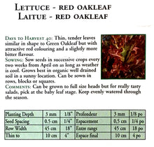 Load image into Gallery viewer, Lettuce - Red Oakleaf Seeds, OSC
