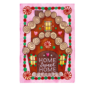 Gingerbread Home Sweet Home Applique Garden Flag