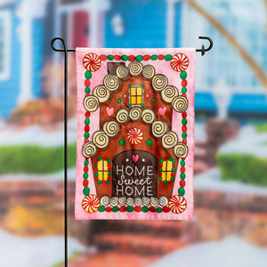 Gingerbread Home Sweet Home Applique Garden Flag