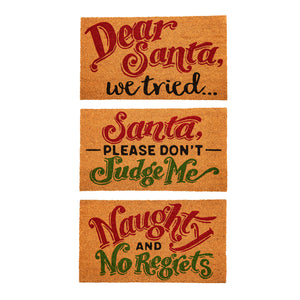 The Naughty List Coir Floor Mat, 3 Asst