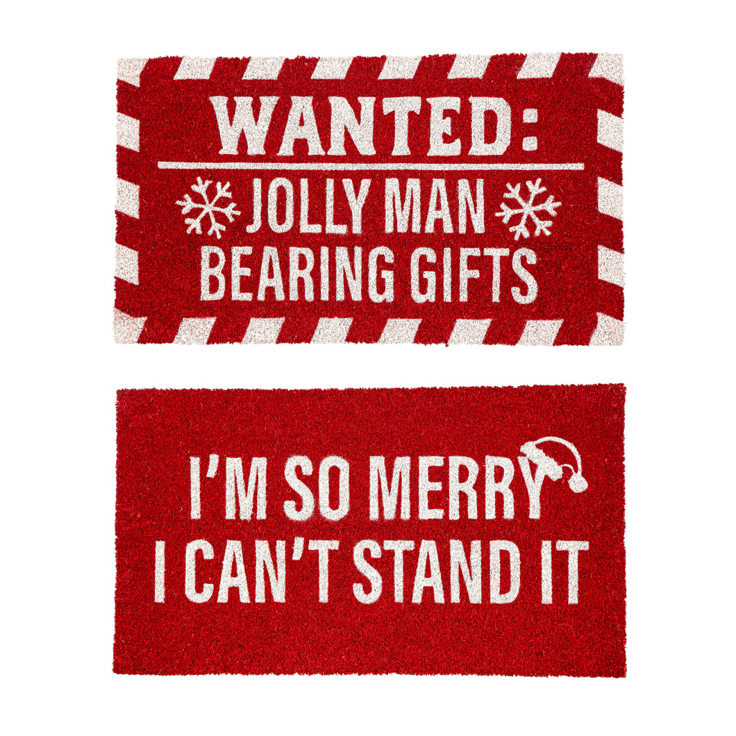 Merry Holiday Coir Floor Mat, 3 Asst