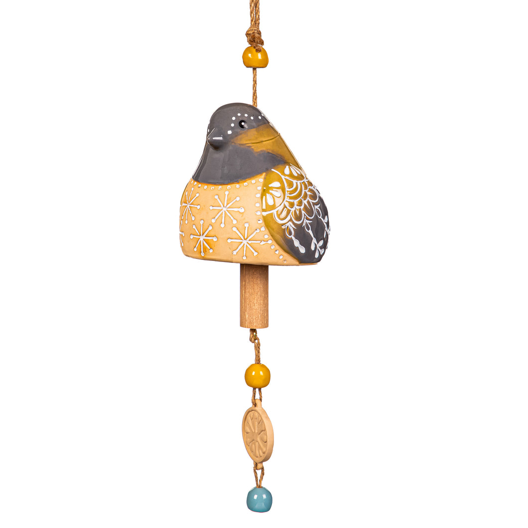 Ceramic Winter Bird Bell Wind Chime, 3 Asst