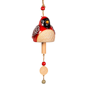 Ceramic Winter Bird Bell Wind Chime, 3 Asst