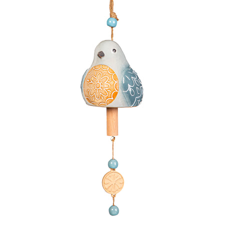 Ceramic Winter Bird Bell Wind Chime, 3 Asst