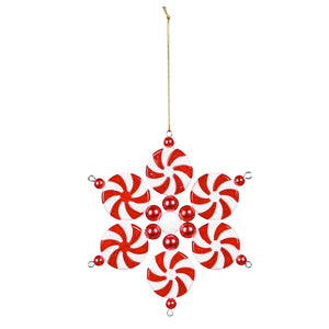 Peppermint Snowflake Ornament, 5 in, 2 Asst