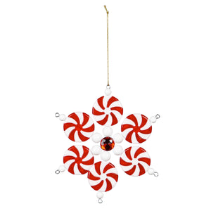 Peppermint Snowflake Ornament, 5 in, 2 Asst