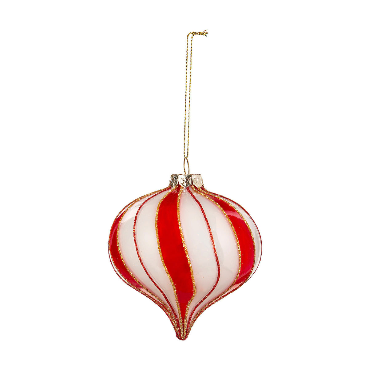 Glass Candy Striped Ornament, 2 Asst