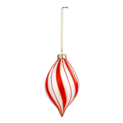 Glass Candy Striped Ornament, 2 Asst