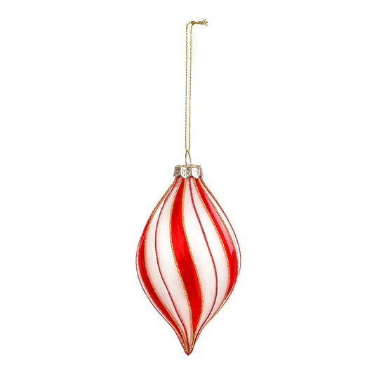 Glass Candy Striped Ornament, 2 Asst