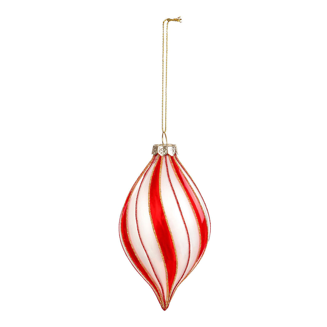 Glass Candy Striped Ornament, 2 Asst