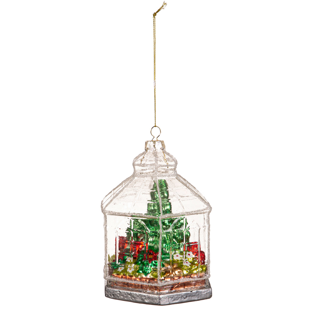 Glass Christmas Greenhouse Ornament, 2 Asst