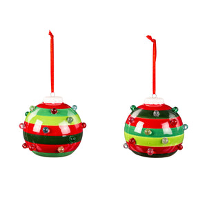 Ceramic LED Round Ornaments,3in, 2 Asst