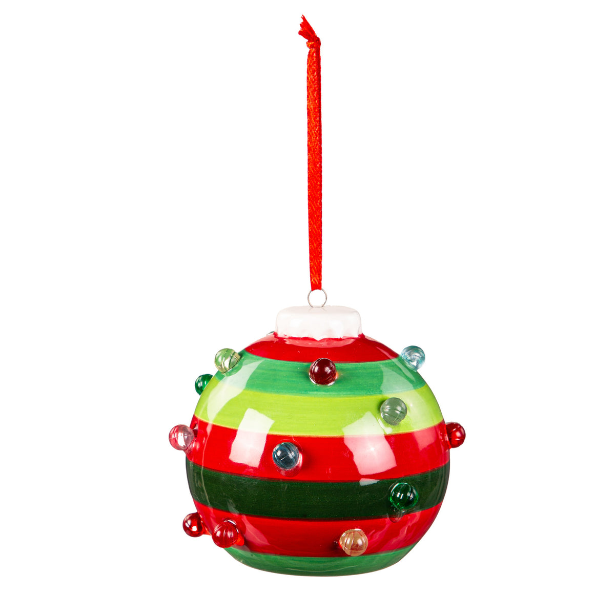 Ceramic LED Round Ornaments,3in, 2 Asst