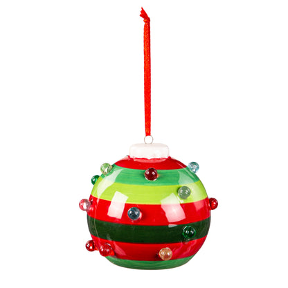 Ceramic LED Round Ornaments,3in, 2 Asst