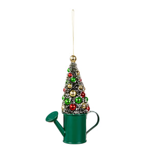 Metal Xmas Tree in Watering Can Ornament, 2 Asst