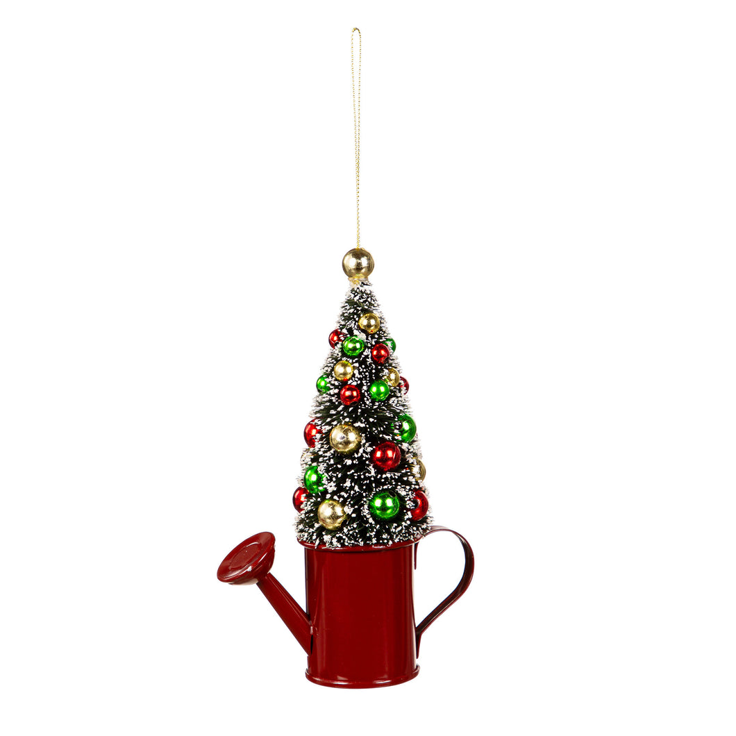 Metal Xmas Tree in Watering Can Ornament, 2 Asst