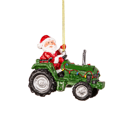 Poly Xmas Tractor Ornament, 2 Asst