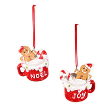 Load image into Gallery viewer, Resin Gingerbread Mug Ornament, 2 Asst
