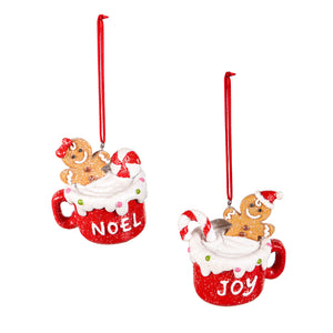 Resin Gingerbread Mug Ornament, 2 Asst