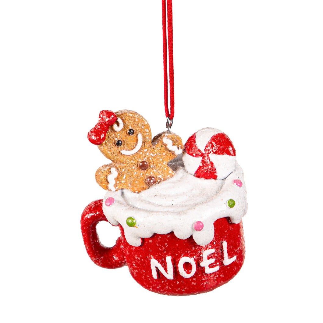 Resin Gingerbread Mug Ornament, 2 Asst