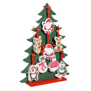 Wood Christmas Character Ornaments, 4in, 8 Asst