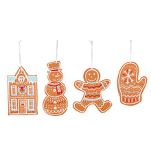 Load image into Gallery viewer, Wood Gingerbread w/Icing Ornaments, 4 Asst
