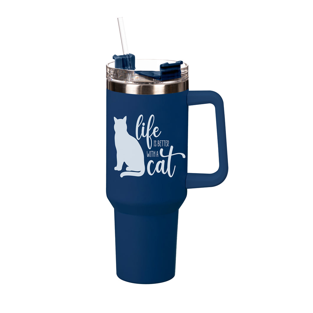 40oz Metal Life Is Better With A Cat Travel Mug