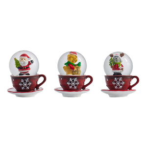 Xmas Character Mini Snow Globe in Mug, 3 Asst