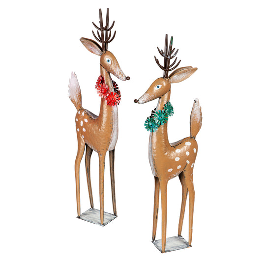 Metal Reindeer Statue, 2 Asst