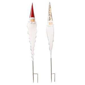 Metal Santa Garden Stake, 2 Asst