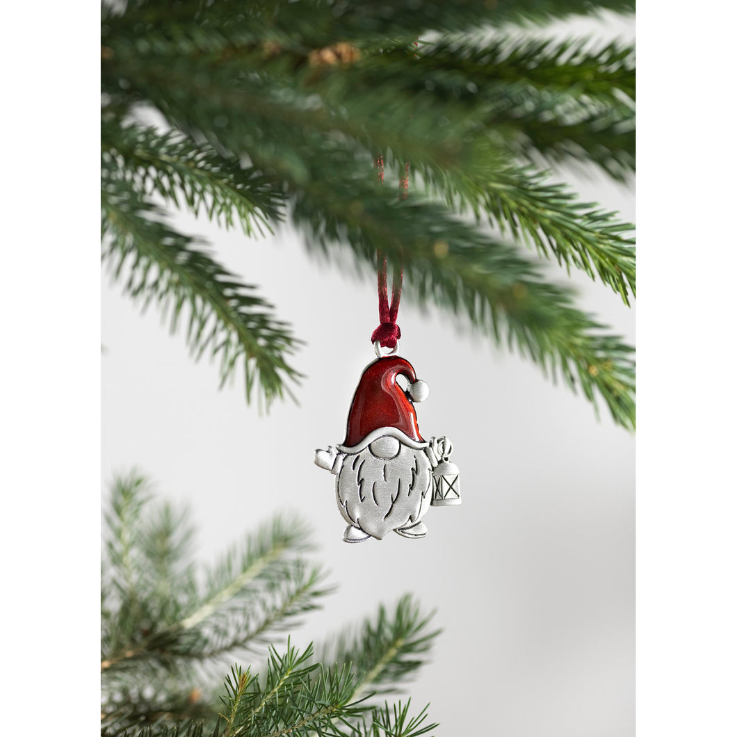 Pewter Santa Gnome Ornament