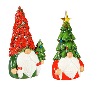 Resin LED Christmas Gnome, 8in, 2 Asst