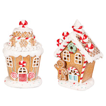 Load image into Gallery viewer, LED Gingerbread House Table Decor, 7.75in, 2 Asst
