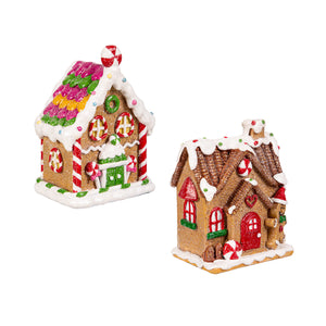 Resin Gingerbread House Table Decor, 2 Asst