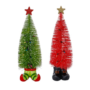 Bottle Brush Xmas Tree w/Feet, 2 Asst