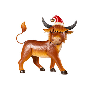 Metal Christmas Highland Cow Statue