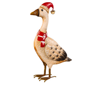 Metal Christmas Goose Statue