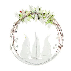 Metal Christmas Wreath with 3 Gnomes