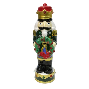 LED Ceramic Nutcracker w/Wreath Statue