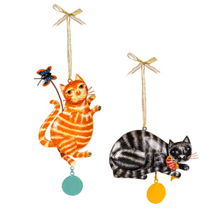 Metal Cat Ornament, 2 Asst